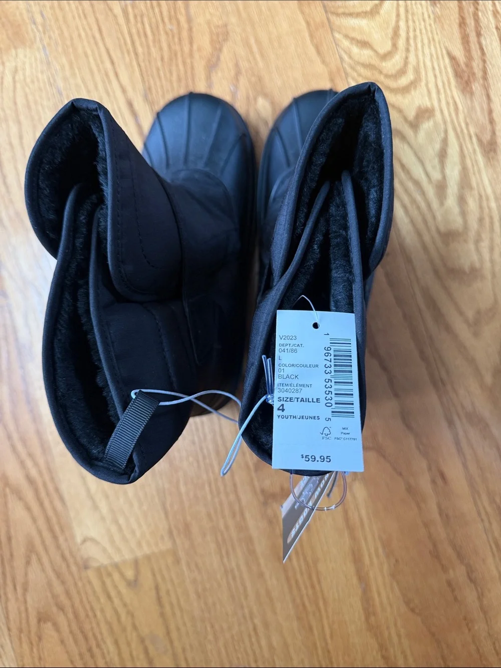 The Children's Place Black Kids Snow & Rain Boots with Hook-and-Loop Strap